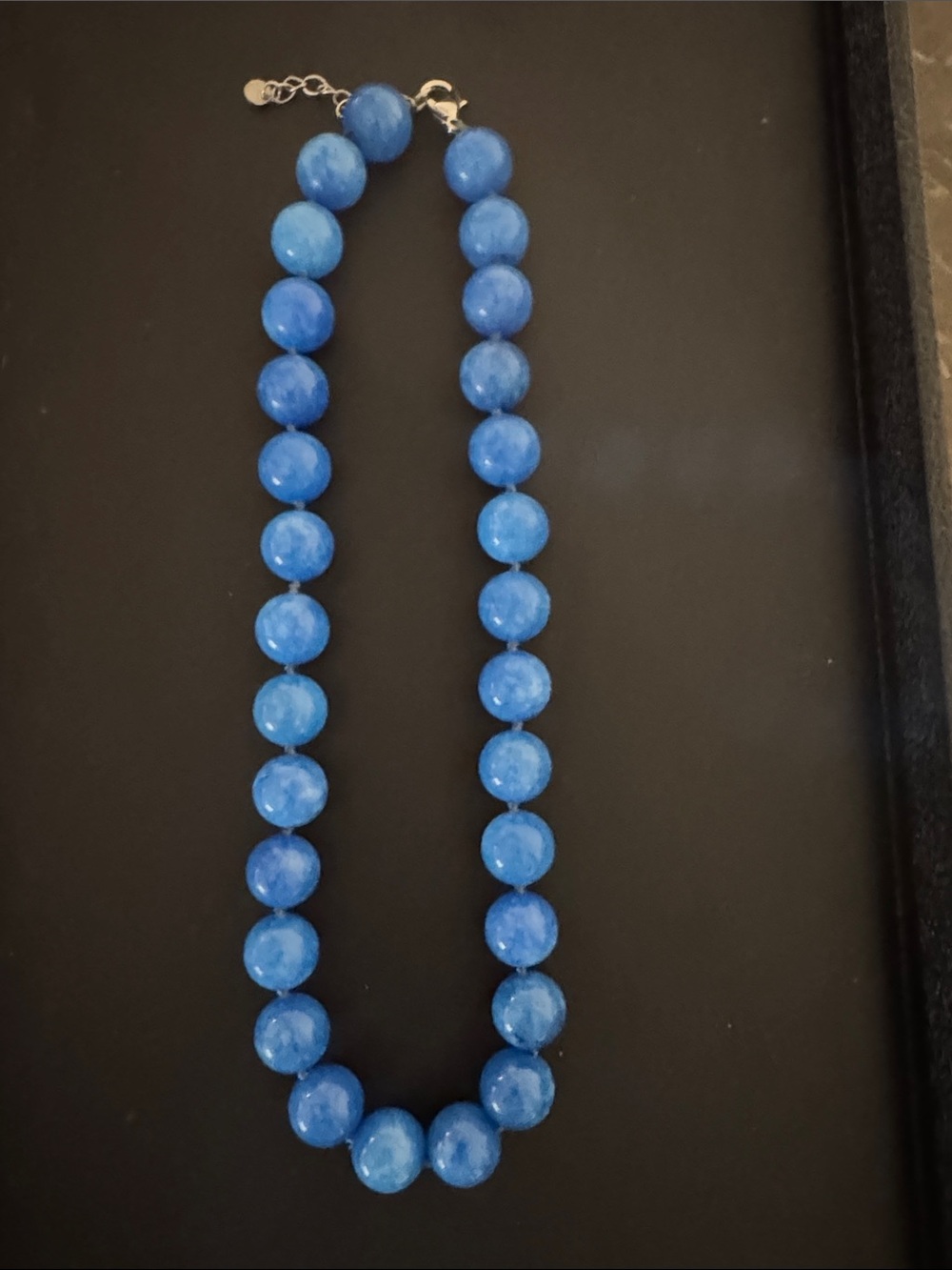 Blue Glass Beaded Necklace for Women - Timeless Elegance - Picture 4 of 6